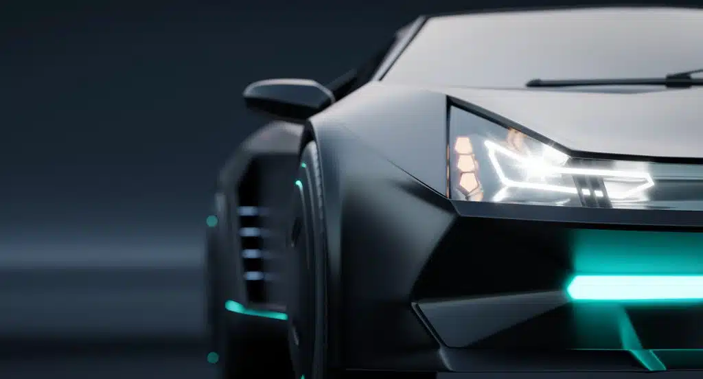 Ein Futuristisches Auto in Nahaufnahme
