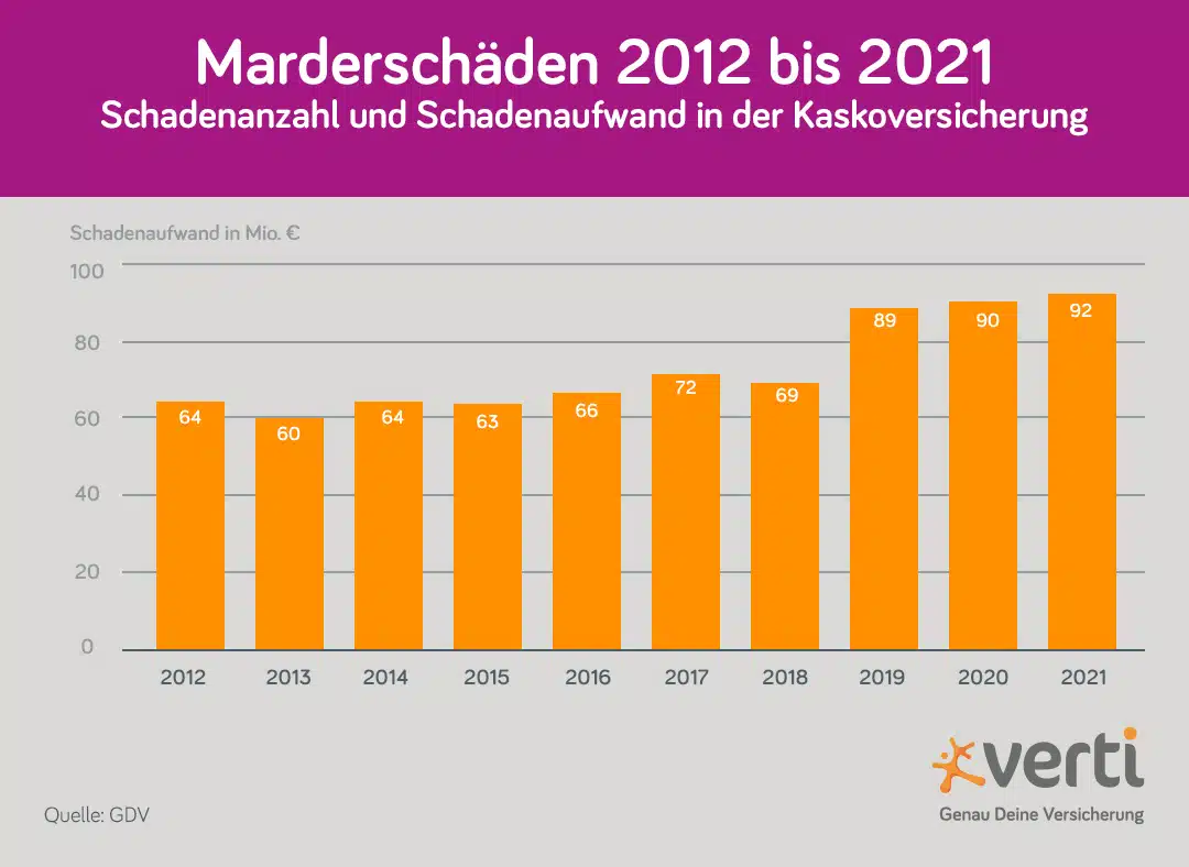 Marderschäden 2012 bis 2021