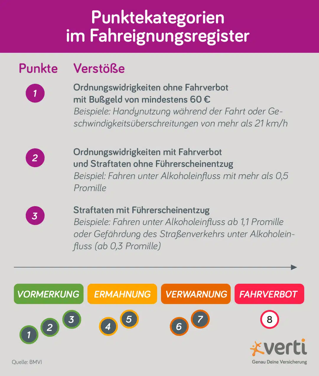 Übersicht Punkte und Verstöße Fahreignungsregister in Flensburg