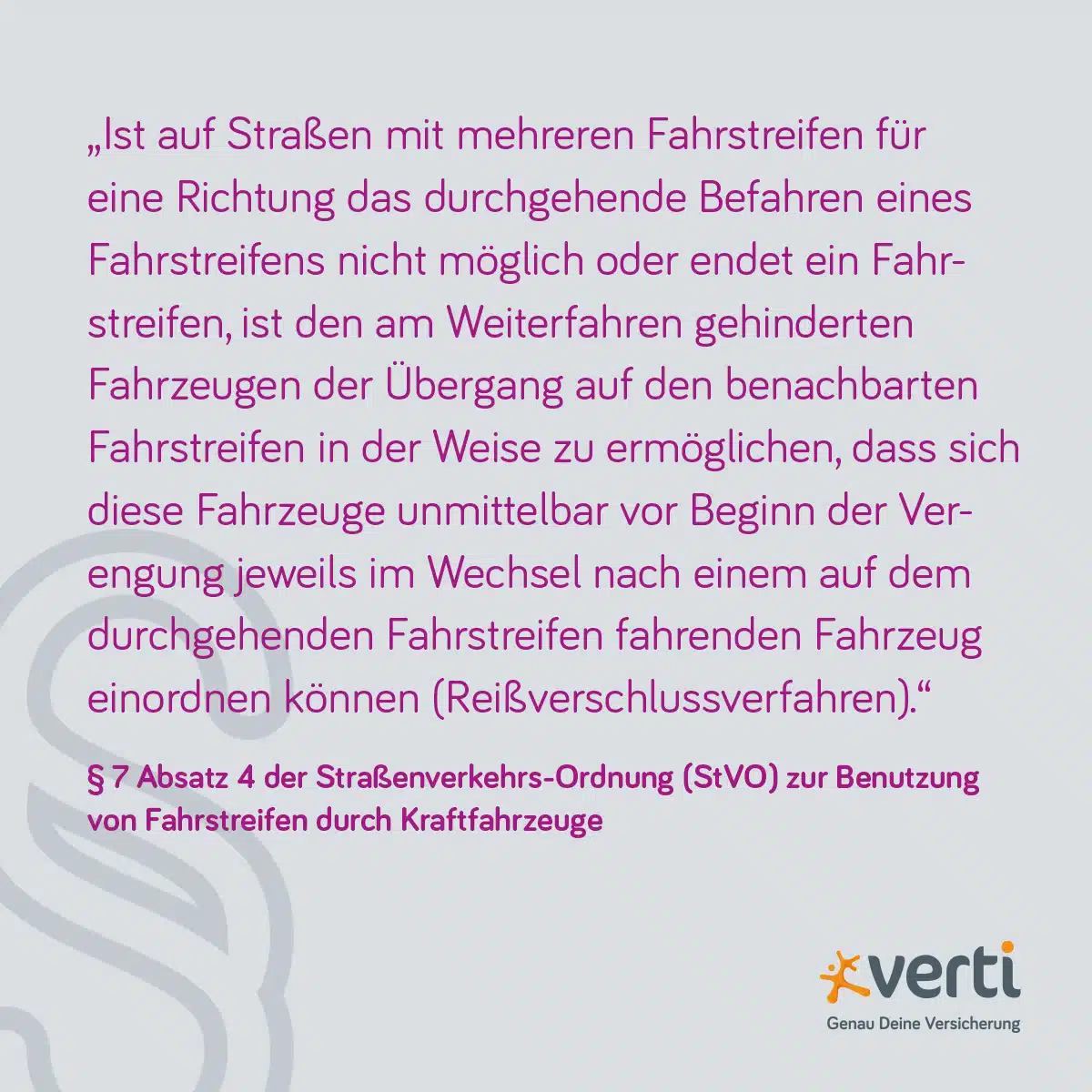 Auszug aus der Straßenverkehrsordnung: Reißverschlussverfahren