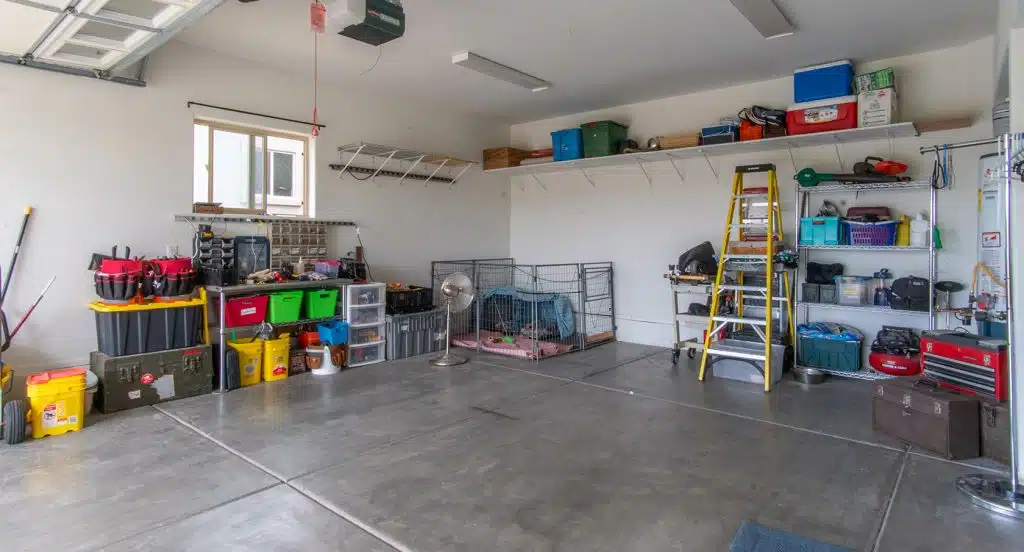 Sehr ordentliches Inneres einer aufgeräumten Garage
