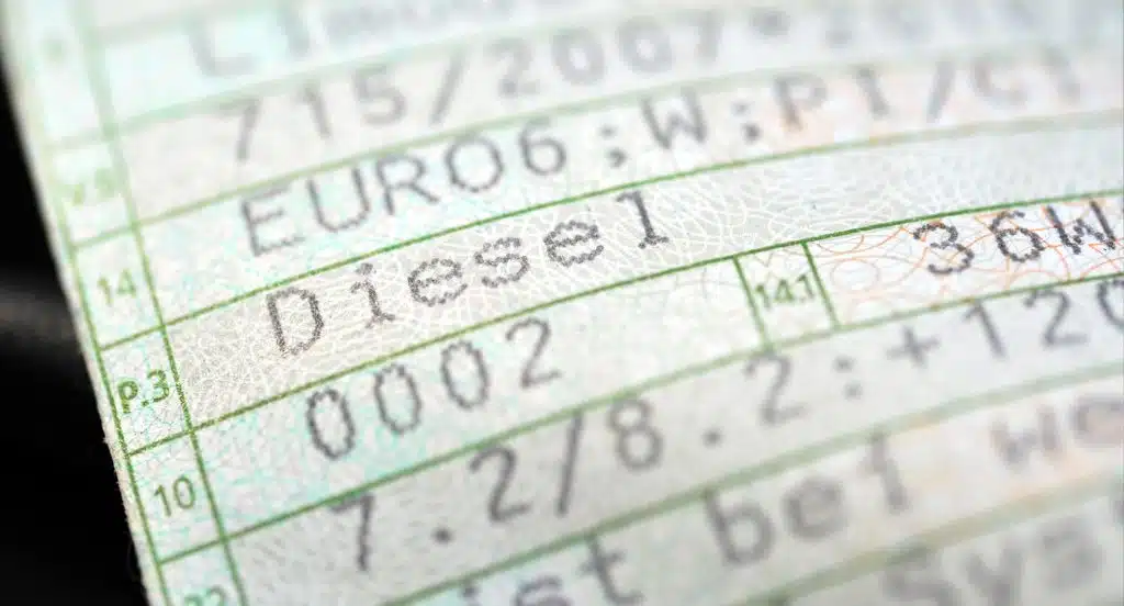 Fahrzeugschein in Großaufnahme