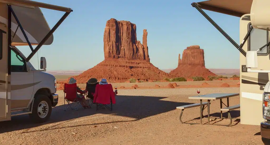 Wohnmobil steht vor einem Canyon